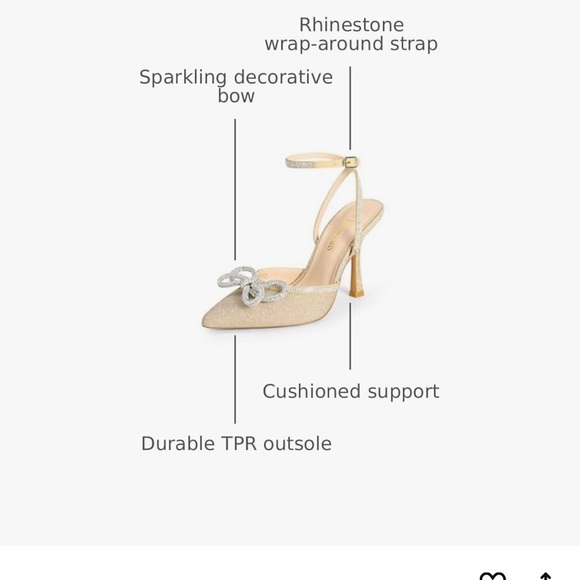 Dream Pairs Glittery gold Heels with Bow, new 8.5 - Picture 5 of 6